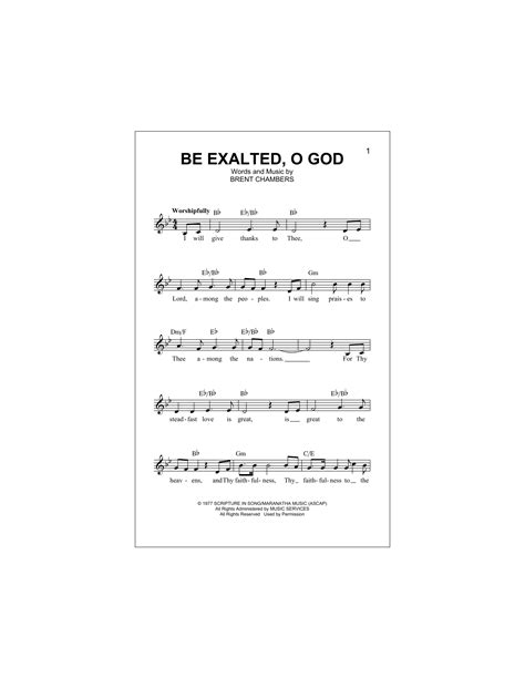 Be Exalted, O God Sheet Music | Brent Chambers | Lead Sheet / Fake Book