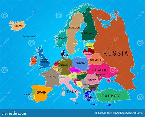 Europe Map with Country Names Vector Illustration Stock Vector ...