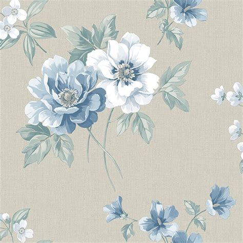 3112-002757 | Keighley Light Blue Floral Wallpaper | Wallpaper Boulevard