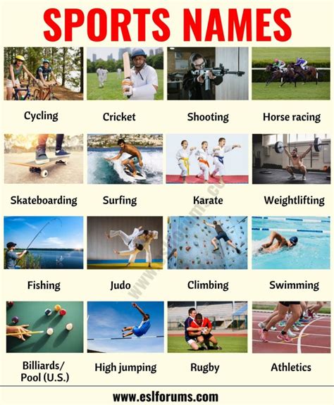 List of Sports: 35+ Useful Names of Sports and Games in English - ESL ...