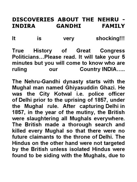 Discoveries About The Nehru Family | PDF | Jawaharlal Nehru | Delhi