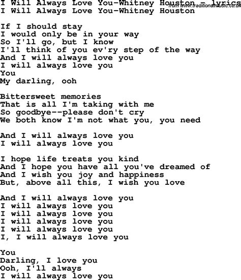 Whitney Houstin- I will always love you | Great song lyrics, Love yourself lyrics, Love yourself ...