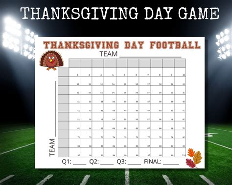 Football Squares Game Thanksgiving Day Game Football Squares - Etsy Canada in 2022 | Football ...