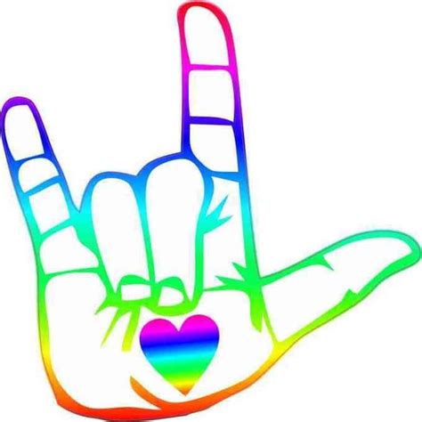 5in x 5in Colorful Heart Hand ASL I Love You Vinyl Sticker | Colorful ...