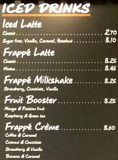 Menu at Caffe Nero cafe, Glasgow, 1a Dundas St