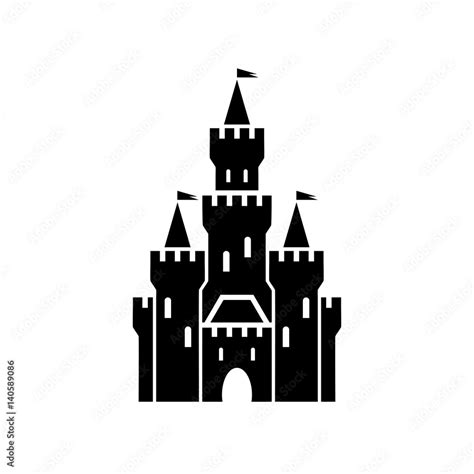 castle symbol icon with flags on white background Stock Vector | Adobe ...