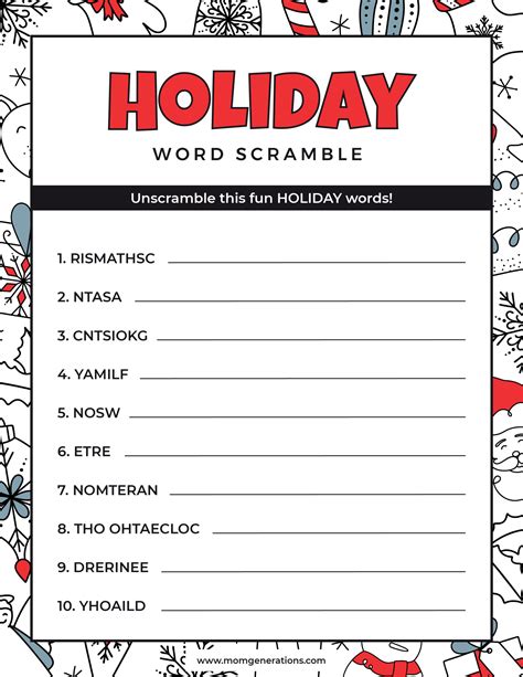 Holiday Word Scramble - Stylish Life for Moms