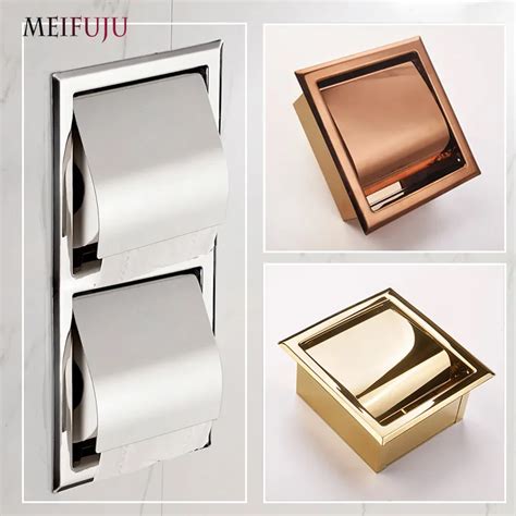 Recessed Toilet Paper Gold sus 304 Stainless Steel Toilet Paper Holder Wall WC Roll Holders ...