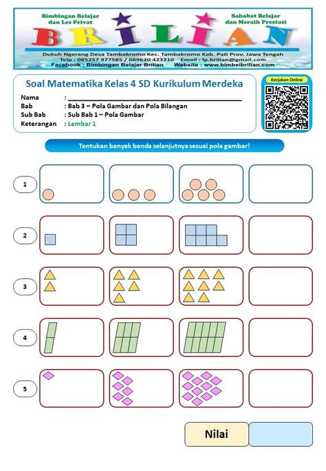 Kumpulan Soal Matematika Kelas 4 SD Bab Pola Gambar dan Pola Bilangan Terbaru Tahun Ini ...