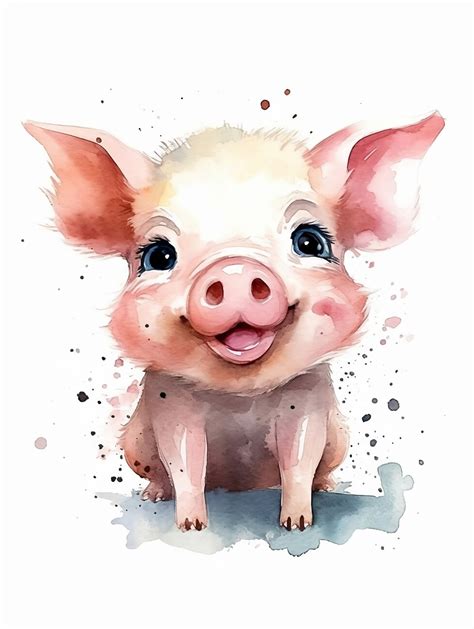 Wall Art Print | Cute happy pig | UKposters