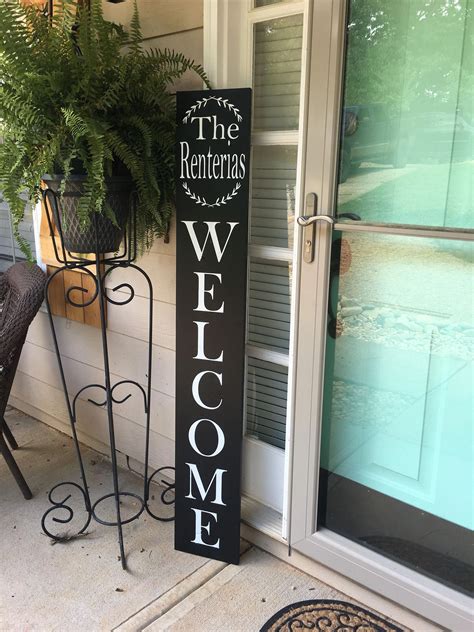 Family Welcome Sign - Front Door Welcome Sign - personalized sign - Welcome - Vertical Sign ...