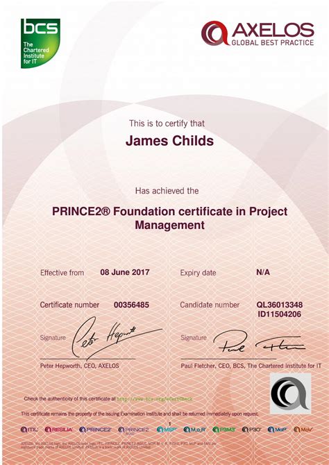 PRINCE2® Foundation certificate in Project Management by James Childs ...