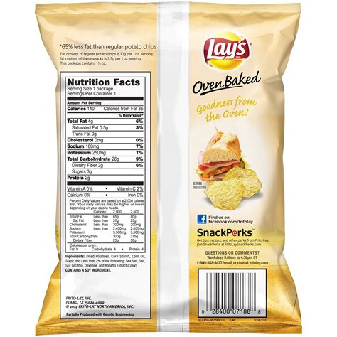 Baked Lays Original Nutrition Facts - Nutrition Ftempo