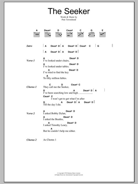 The Seeker by The Who - Guitar Chords/Lyrics - Guitar Instructor