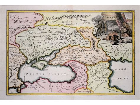 Sarmatia in classical antiquity old map by Cellarius 1731 | Mapandmaps