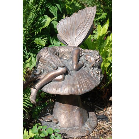 Garden Fairy Ornament Asleep on Mushroom | Fairy garden ornaments ...