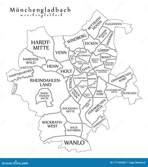 Moenchengladbach Map With Boroughs And Modern Round Shapes Vector Illustration | CartoonDealer ...