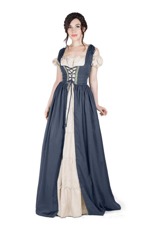 Renaissance Medieval Irish Costume Over Dress & Boho Chemise