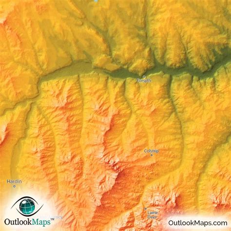 Montana Topography Map | Physical Style with Colorful Mountains