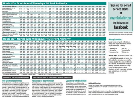 Port Authority Bus Schedules - Schedule Printable