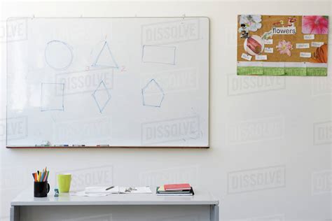 Geometric shapes on classroom whiteboard - Stock Photo - Dissolve