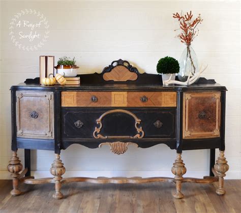 Black Painted Antique Buffet | Refurbished furniture, Painted furniture, Refinishing furniture