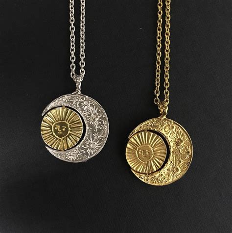 Crescent moon & gold sun/moon necklace Silver x Gold | Sun and moon necklace, Moon necklace ...