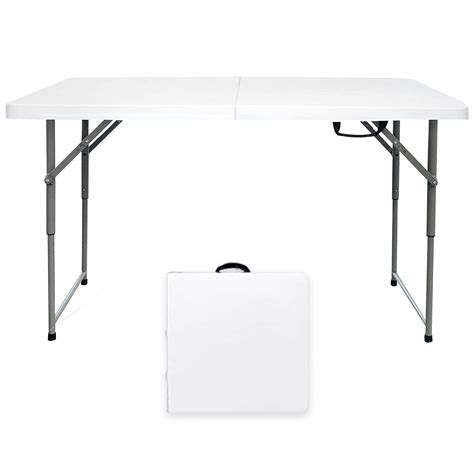 Buy Go-Trio Folding Tables 4 Foot Small, Foldable Table Adjustable Height Desk, Card Table ...