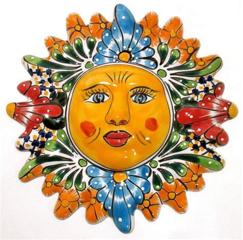 MEXICAN WALL HANGING TALAVERA POTTERY SUN FACE 12" Talavera Pottery, Mexican Pottery, Pictures ...