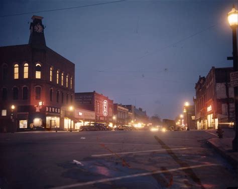 1940s Downtown Statesville, NC Center Street color view | Banks building, Downtown, Statesville