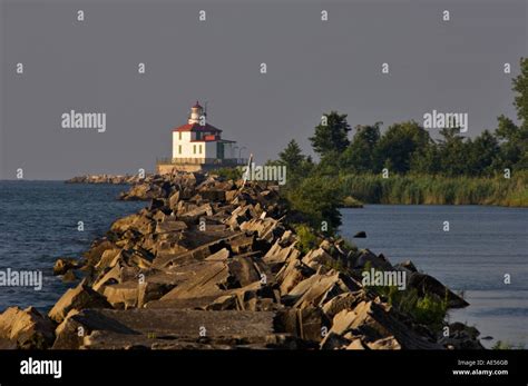 Ashtabula Lighthouse and Breakwater Lake Erie Ashtabula Ohio Stock ...