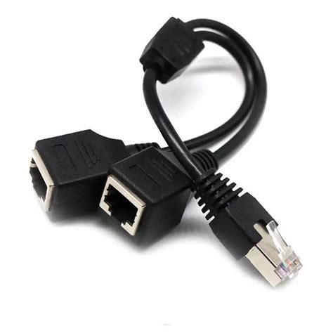 RJ45 Network Splitter Adapter Cable 1 Male to 2 Female Socket Port LAN Ethernet Splitter Y ...