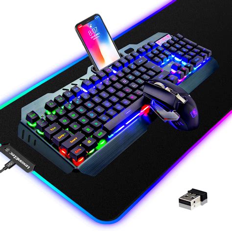 Buy Wireless Gaming Keyboard and Mouse Combo,3 in 1 Rainbow LED ...