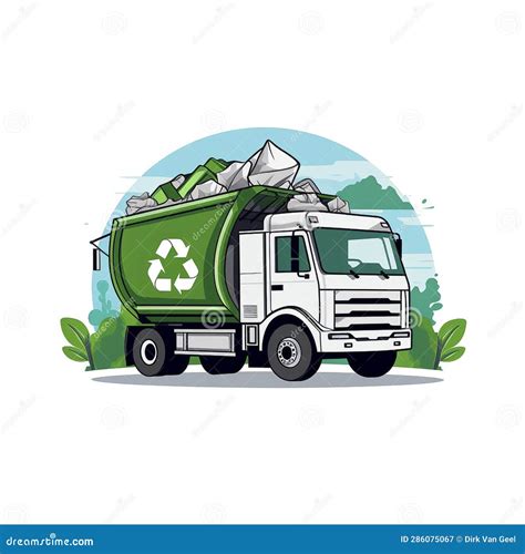 AI Generated, Vector Illustration, Waste Management Company Logo. Green Truck for Collecting ...