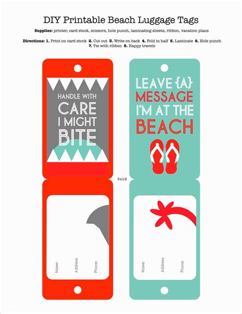 Free Luggage Tag Template Of Diy Printable Beach Luggage Tags Craft ...