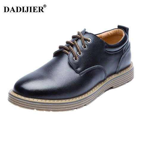 DADIJIER Men Shoes Breathable Men Dress shoes Flat Casual Work Leather ...