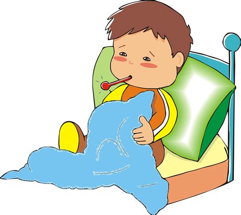 sick in bed cartoon - Clip Art Library