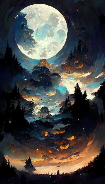 Premium AI Image | Mid autumn full moon in night sky