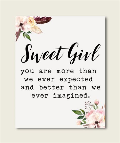 Sweet Girl Sign, you are more than we ever expected, Baby Girl Nursery Quote, Baby Girl Nursery ...