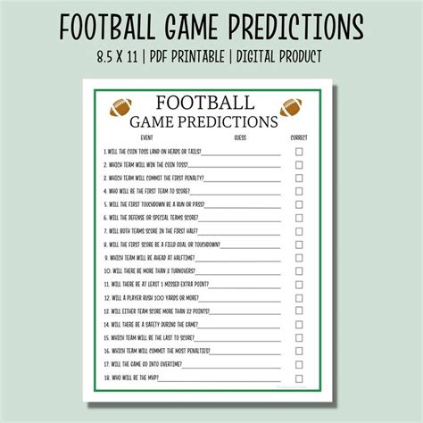 Super Bowl Predictions Game Printable Super Bowl Party Game - Etsy in ...