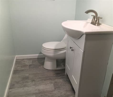 2017 Bathroom remodel. Paint: Behr Mountain Peak White.Vanity: Style Selections Euro White ...