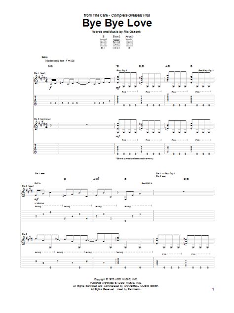 Bye Bye Love by The Cars - Guitar Tab - Guitar Instructor