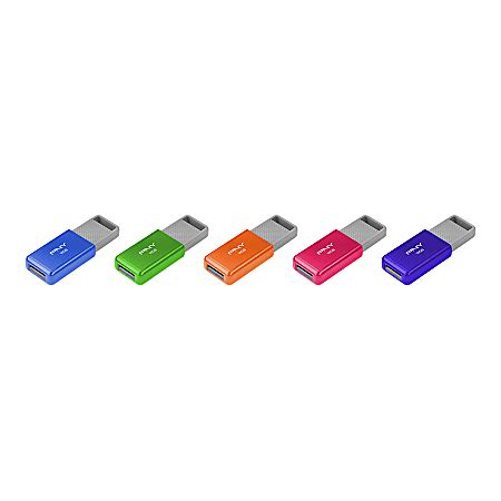 PNY USB 2.0 Flash Drives 16GB Assorted Colors Pack Of 5 Flash Drives - Office Depot