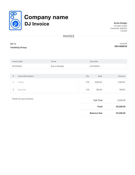 free dj disc jockey invoice template word pdf eforms - dj invoice template wave invoicing ...