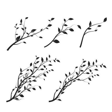 Premium Vector | Set of tree branch. branch silhouette isolated on ...