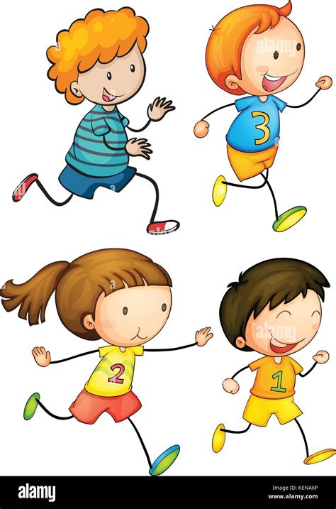 Illustration of simple kids running Stock Vector Image & Art - Alamy