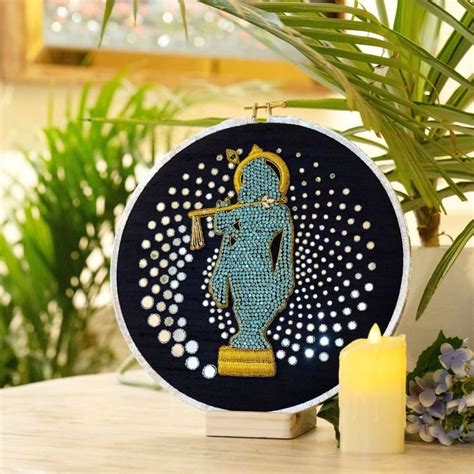 Wall Hangings - Shri Krishna Crystallise Flute Icon Artwork For Spiritual, R | Artwork, Art ...