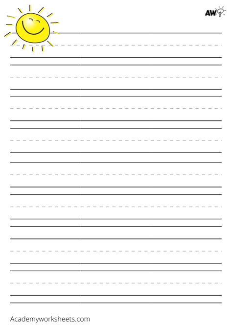 Printable Lined Paper for Kids - Academy Worksheets