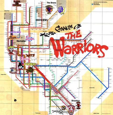 New York map of the gangs in The Warriors (1979) : r/coolguides