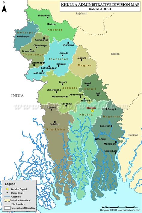 Khulna Map, Districts in Khulna Division of Bangladesh